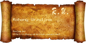 Rohony Urzulina névjegykártya